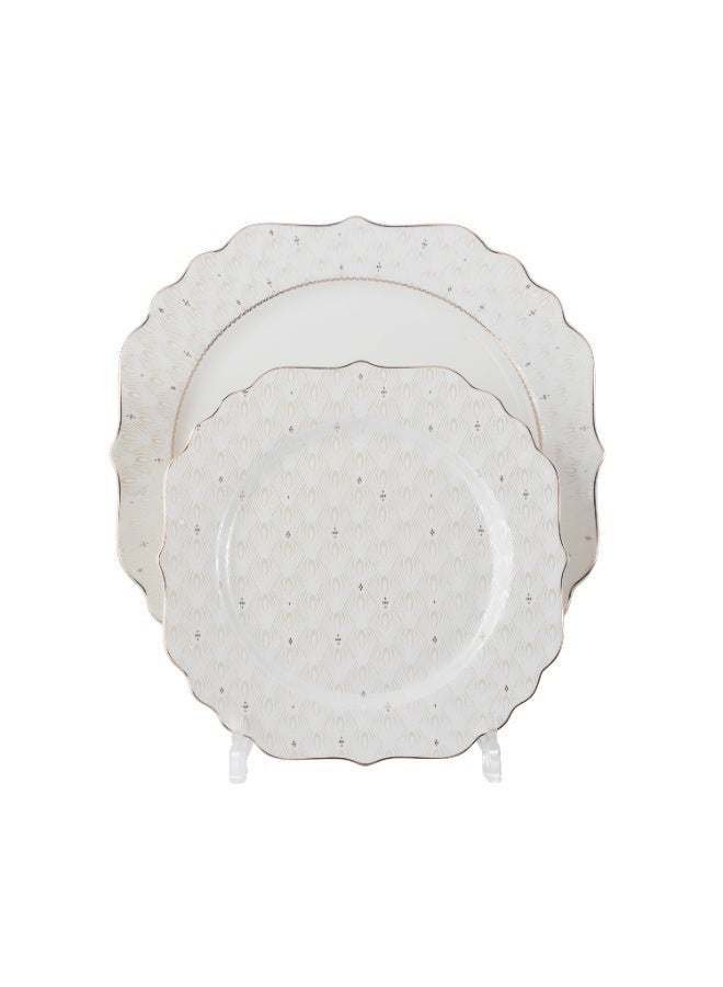 النخبة طقم سفرة بورسلان 70 قطعة لون أبيض مع خط ذهبي يكفي 6 أشخاص - Image 3