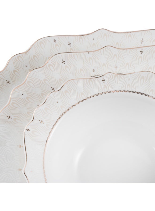 النخبة طقم سفرة بورسلان 70 قطعة لون أبيض مع خط ذهبي يكفي 6 أشخاص - Image 4