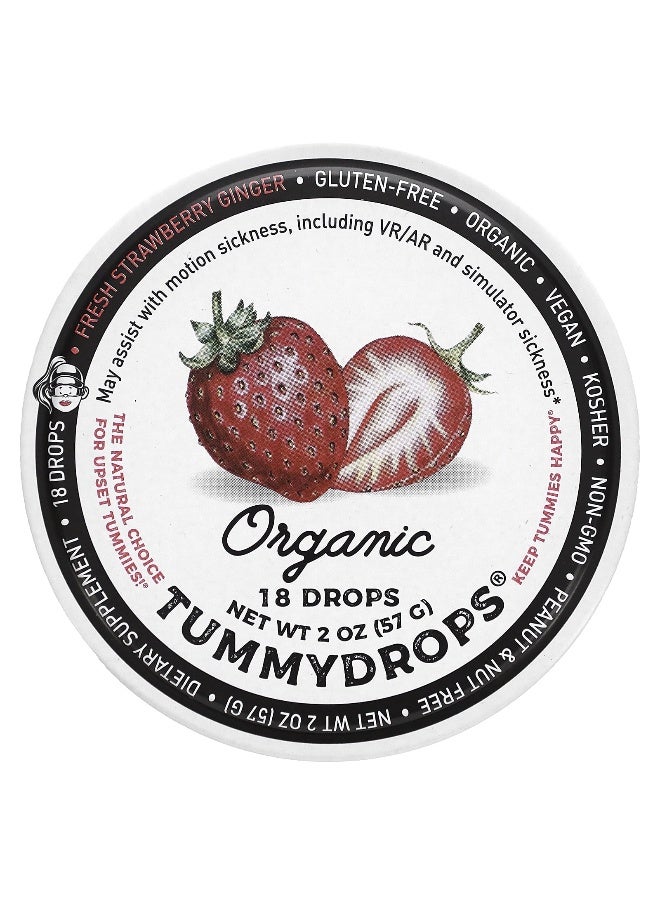 TUMMYDROPS Tummydrops, Organic Fresh Strawberry Ginger, 18 Drops - Image 1