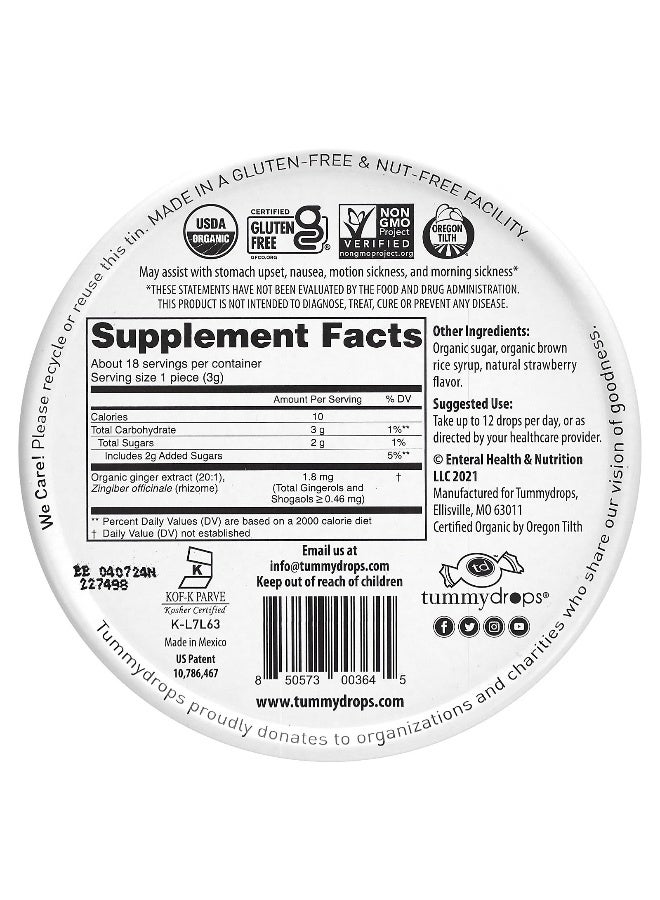 TUMMYDROPS Tummydrops, Organic Fresh Strawberry Ginger, 18 Drops - Image 2