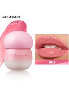 LANGMANNI Pudding Glow Lip Balm, Lipstick Long-Lasting Plumps Moisturizing Lip Gloss Lip Oil Mushroom Jar, Day And Night Lip Repair Hydrating Lip Mask Nourish And Hydrate Not Sticky Tinted Lip Balm  - Image 2