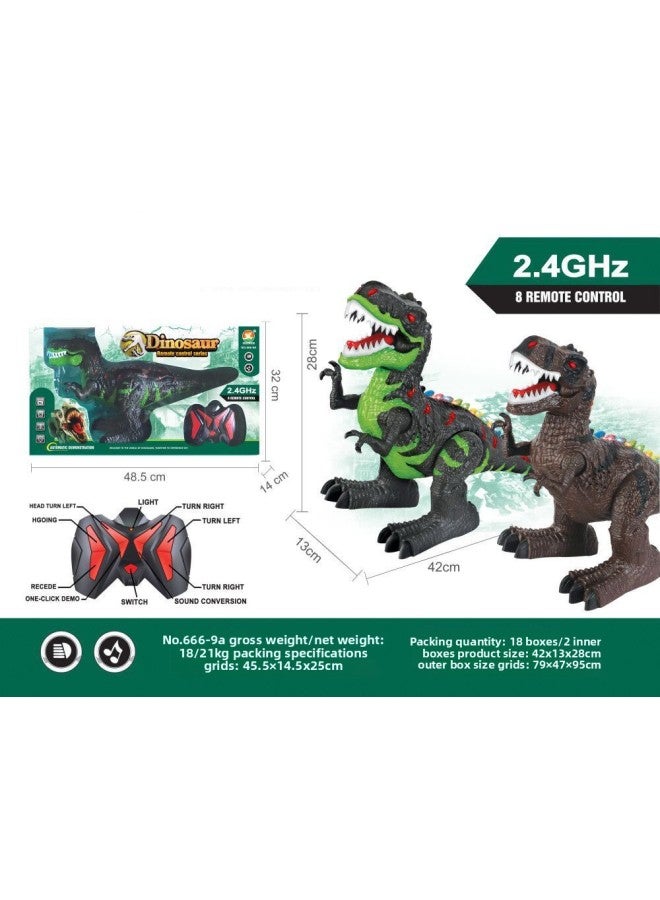 Children's Lighting Sound Effect Projection Dinosaur Model Electric Walking Egg Simulation Triceratops Animal Decoration Toy-Color:Remote Control Double-wing Tyrannosaurus (eight-way 2.4G, Simulation Sound, With Colorful Lights)-Specifications:Order A Multiple Of 18 Sets Before Shipment