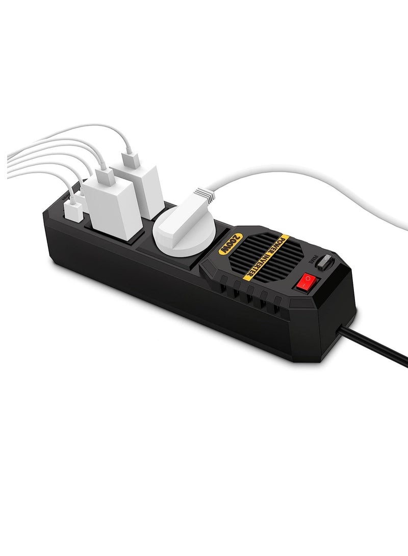 ELTRAZONE Stark Plus Power Inverter 200W with 4 USB-A Ports 3.1A Quick Charge, DC 12V to AC 110V, Car Power Inverter Cigarette Lighter Built-in Cooling Fan - Image 4