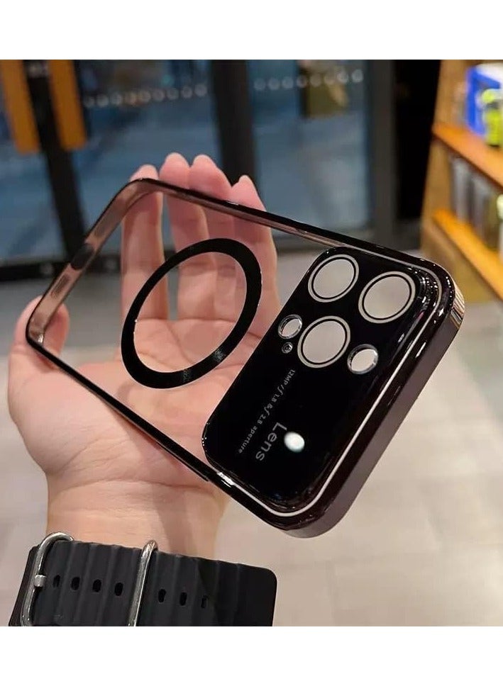 A.M Window Glass Lens Camera Protector, Magsafe Compatible, Clear Hard Magnetic Phone Cases, Clear Luxury Slim Cover - Image 1