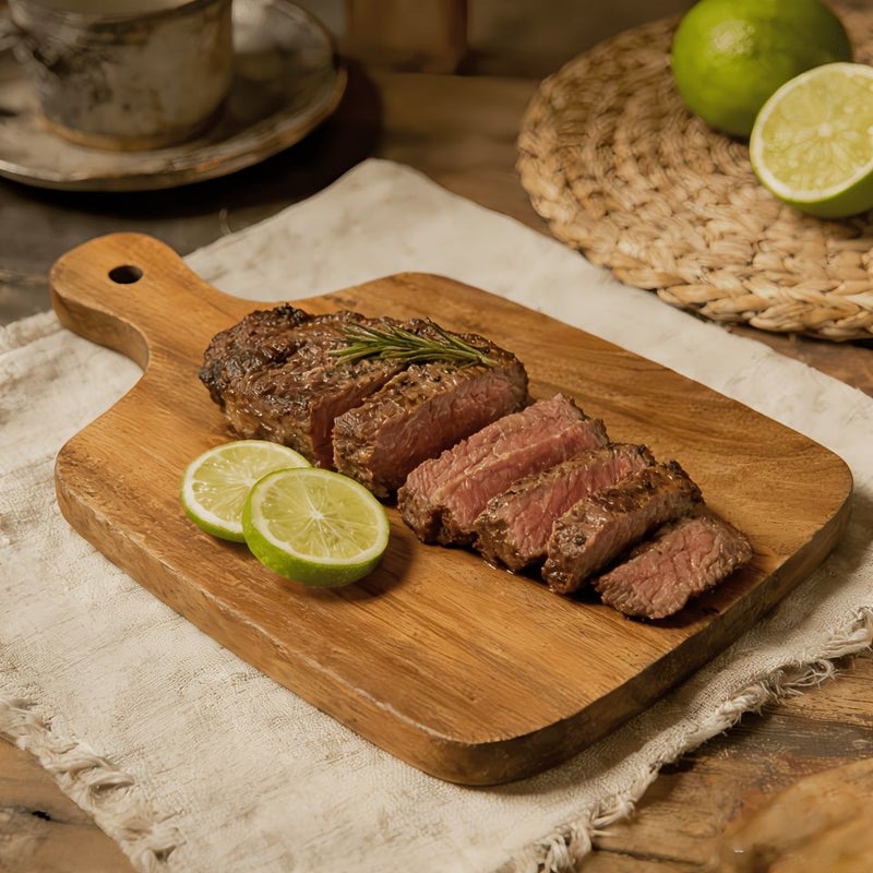 Wooden Cutting Board D Elongated Oval Grid With Handle For Kitchen And Dorm - Image 2