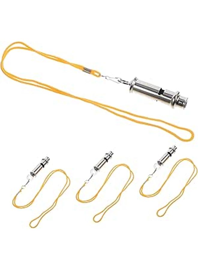 Stainless Steel Emergency Whistle 4 Pack High Pitched Sound for Sports Training Outdoor Activities - Image 1