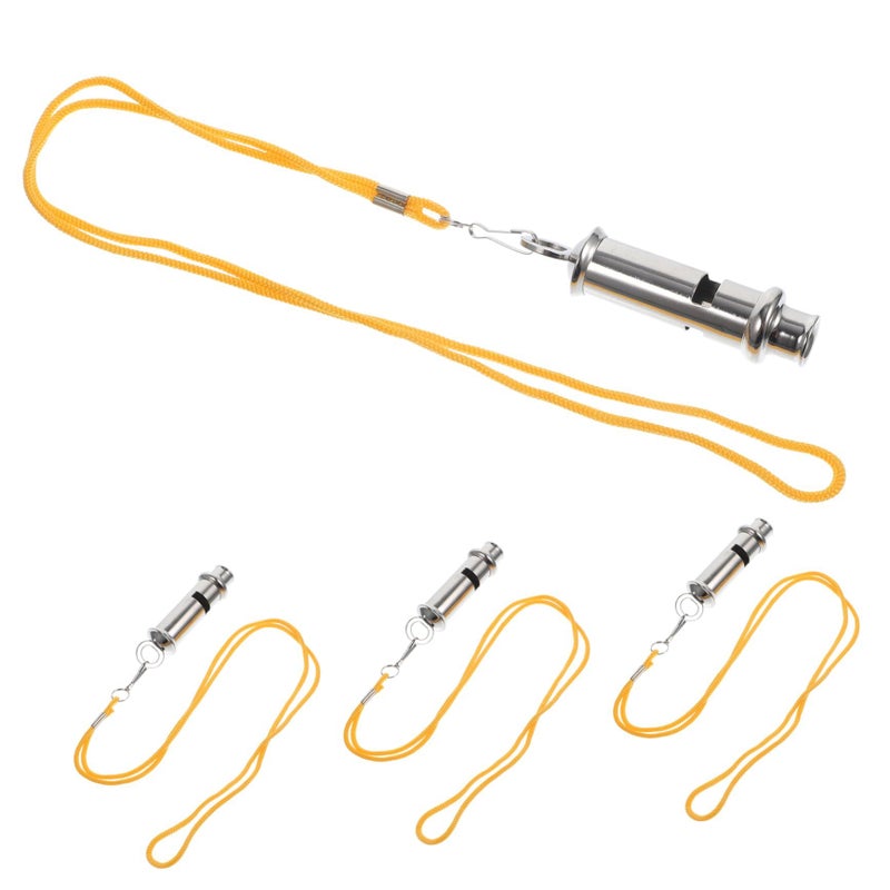 Stainless Steel Emergency Whistle 4 Pack High Pitched Sound for Sports Training Outdoor Activities - Image 2
