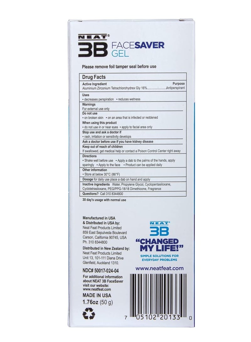 NEAT FEAT Neat Feat 3B Face Saver Antiperspirant Gel for Facial Perspiration & Shine, White and Blue, 1.76 Fl Oz - Image 4