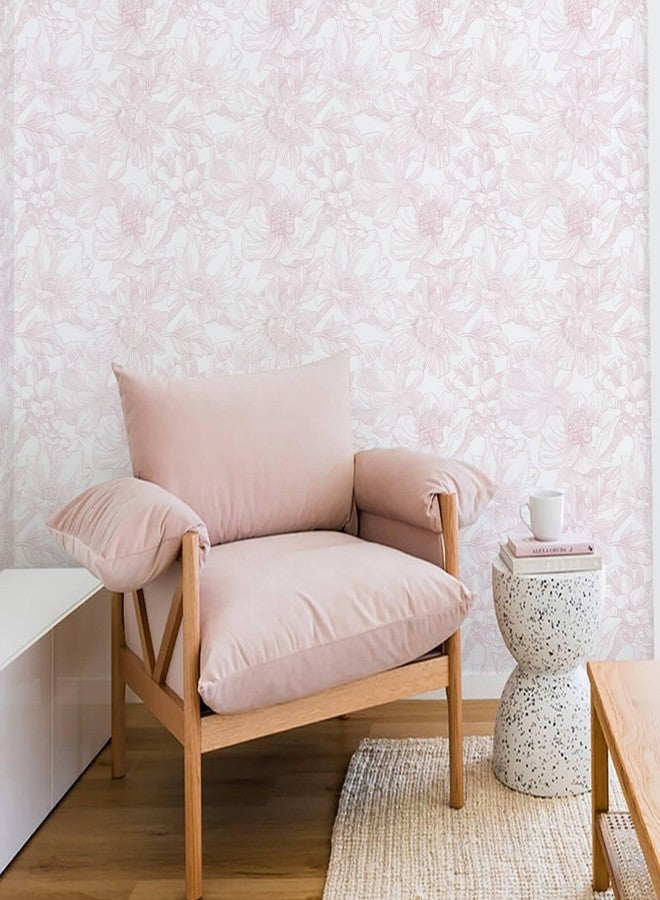Ismoon Large Floral Peel and Stick Wallpaper Boho White/Pink Contact Paper 17.3inx6.5ft Removable Self Adhesive Bedroom Cabinet Mural Wall Decor Vinyl Roll - Image 5