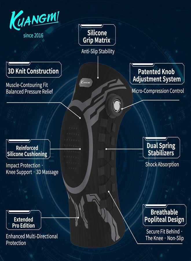 Kuangmi Smart Knee Brace with Adjustable Compression Knob, Micro-Adjustable Support for Perfect Fit, Pain Relief from Arthritis, Meniscus Tear, 2 Pack, B-XL - Image 3