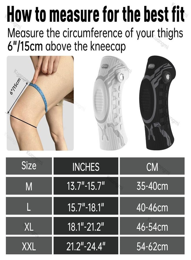 Kuangmi Smart Knee Brace with Adjustable Compression Knob, Micro-Adjustable Support for Perfect Fit, Pain Relief from Arthritis, Meniscus Tear, 2 Pack, B-XL - Image 4