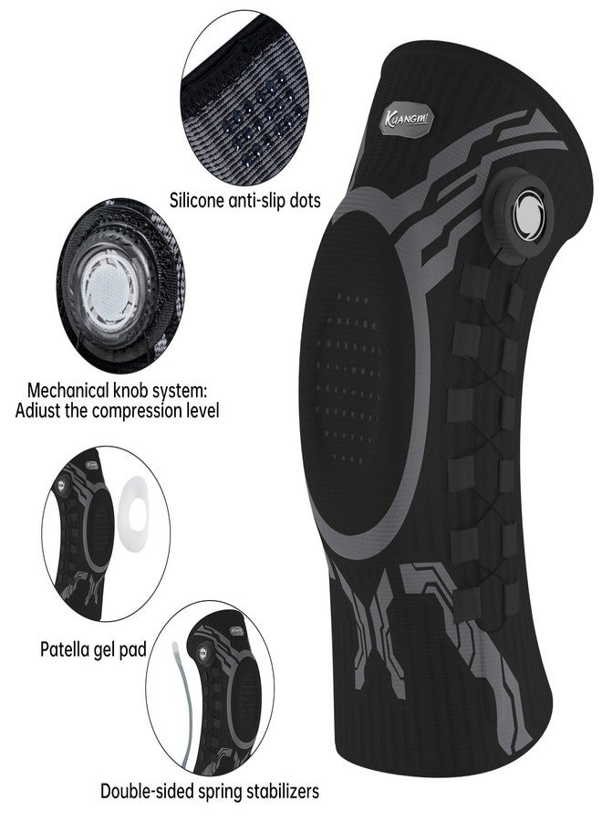 Kuangmi Smart Knee Brace with Adjustable Compression Knob, Micro-Adjustable Support for Perfect Fit, Pain Relief from Arthritis, Meniscus Tear, 2 Pack, B-XL - Image 2