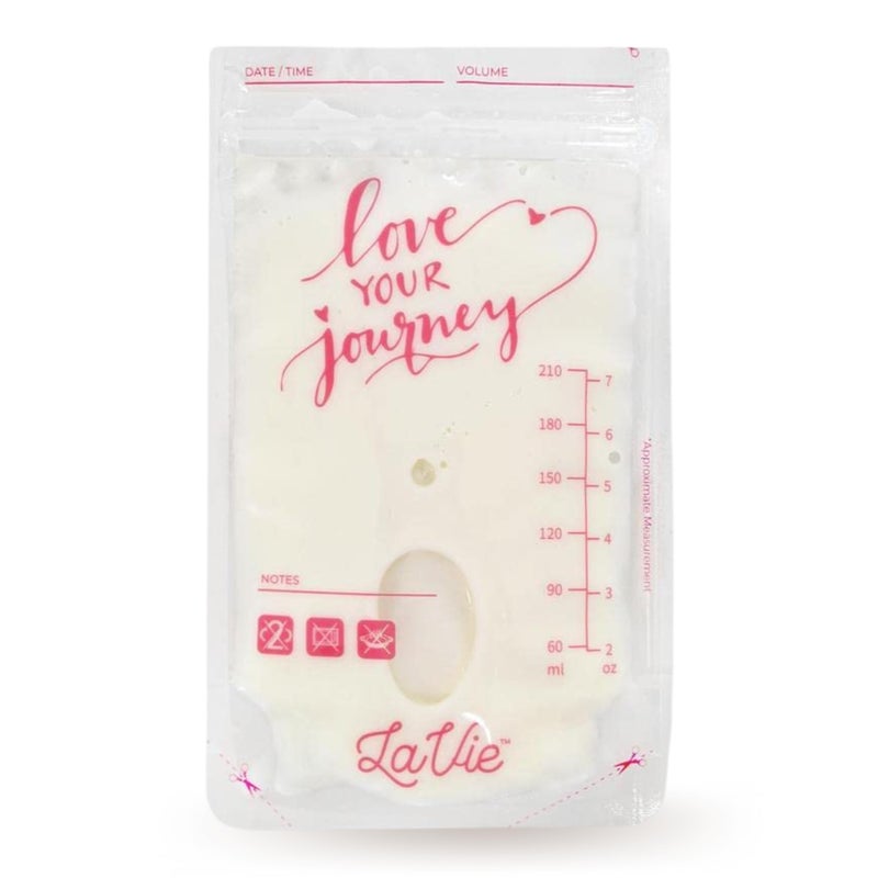 LaVie Breast Milk Storage Bags, 50 Count, 7 Ounce, Pre-Sterilized Breast Milk Containers, Leak-Proof, Space Saving, Self Standing for Refrigerating or Freezing Breast Milk (Pink) - Image 1