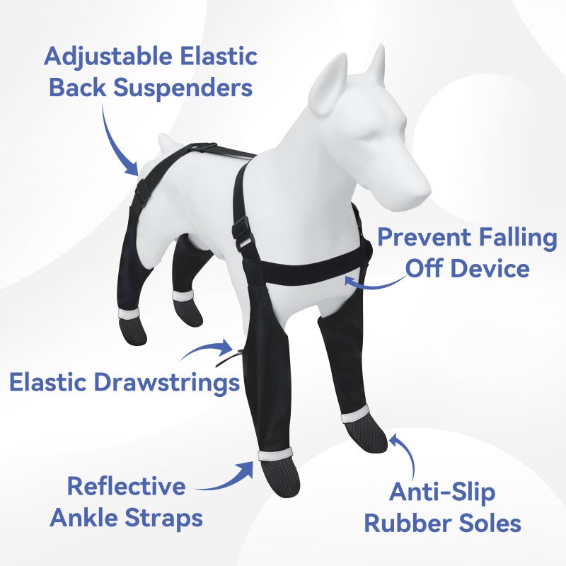 BillionChains Dog Boots with Adjustable Suspender, Anti-Slip Dog Shoes, Waterproof Paw Protector for Rainy, Snowy, Hot Pavement, XL - Image 4