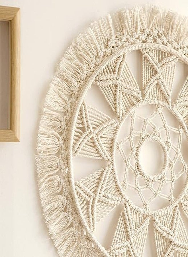 GUL DECOR غول ديكور قطني | معلق حائط مكرمية صائد الأحلام | ديكور حائط بوهيمي منسوج مع شرابة، ديكور منزلي للشقة وغرفة النوم وغرفة المعيشة، 15 بوصة عرض × 15 بوصة طول - Image 4