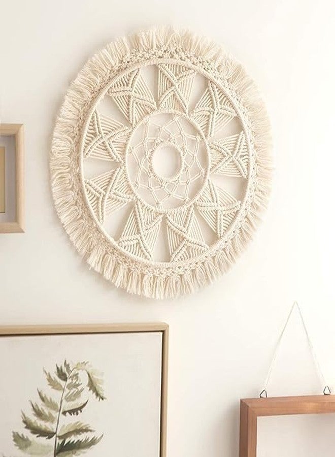 GUL DECOR غول ديكور قطني | معلق حائط مكرمية صائد الأحلام | ديكور حائط بوهيمي منسوج مع شرابة، ديكور منزلي للشقة وغرفة النوم وغرفة المعيشة، 15 بوصة عرض × 15 بوصة طول - Image 1