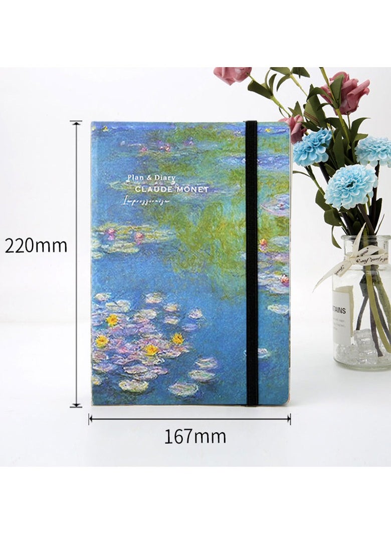 CMGTYYD - Monet's Flower Notebook Diary Notebook A5 Vintage Planner Memo Notebook Weekly Planner With Stickers - Image 1
