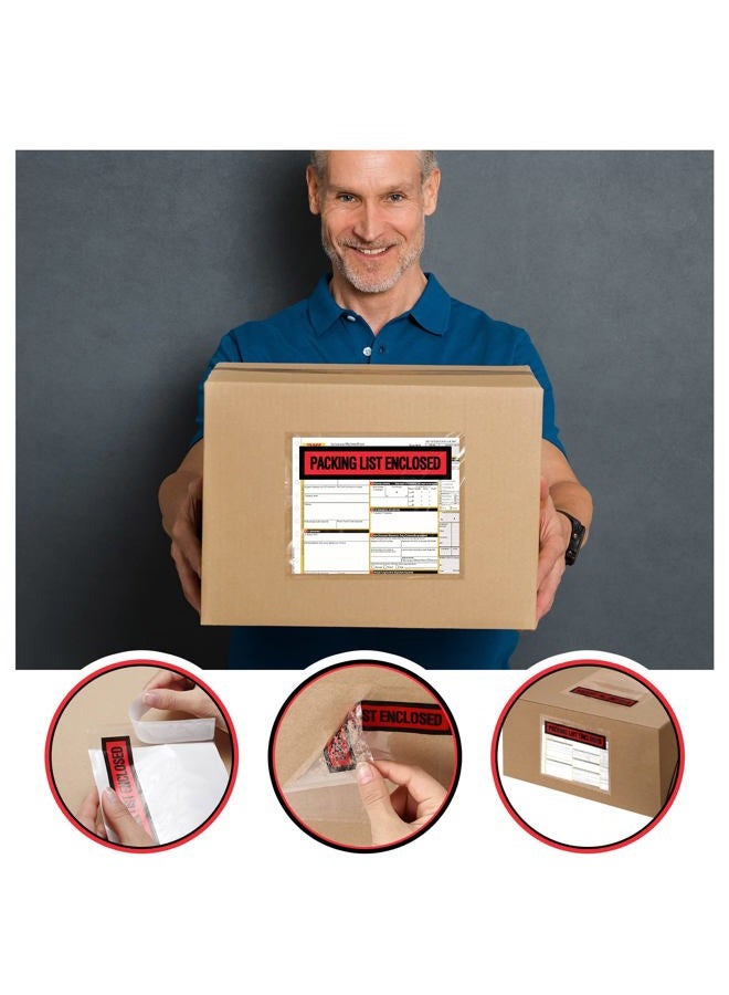 Teling 1000 Pcs Packing Slip Envelope Pouches Clear Self Adhesive Shipping Label Sleeves Waterproof Packing List Envelopes Pockets Top Loading Shipping Pouches Enclosed Bags (Red,4.5"X 5.5") - Image 4