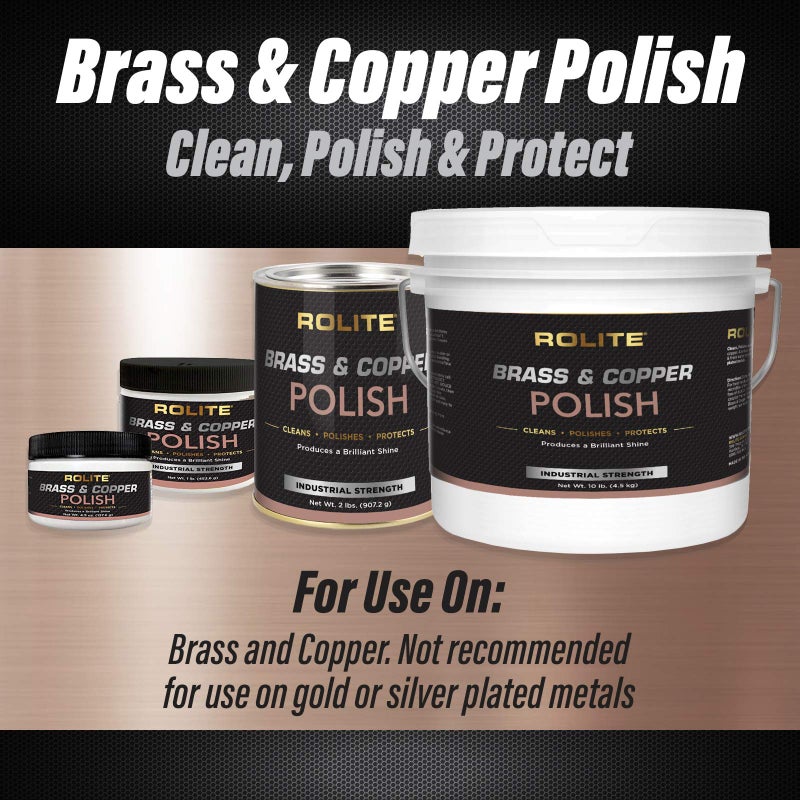 Rolite Brass & Copper Polish, 4.5oz, Instant Tarnish Removal for Antiques, Cookware, Jewelry, Metal Cleaner & Brightener for Brass & Copper Surfaces, Metal Restoration - Image 2