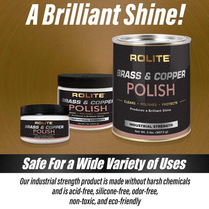 Rolite Brass & Copper Polish, 4.5oz, Instant Tarnish Removal for Antiques, Cookware, Jewelry, Metal Cleaner & Brightener for Brass & Copper Surfaces, Metal Restoration - Image 3