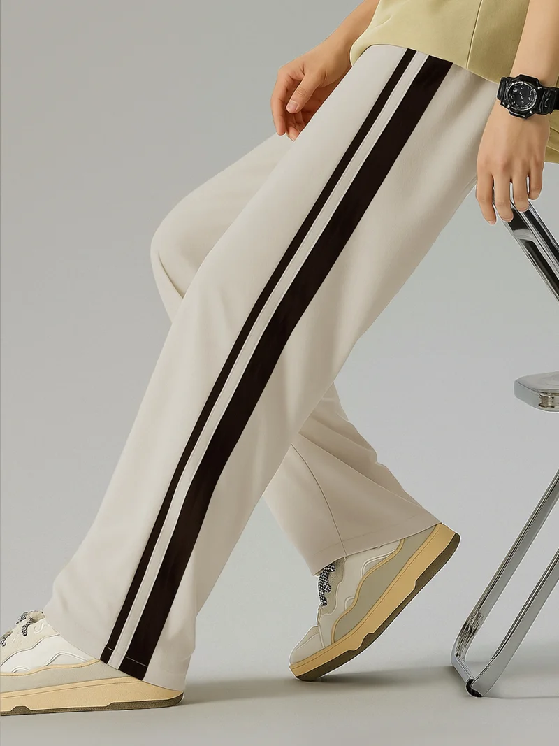 مانياك بنطلون رياضي رجالي مانياك قطن مزدوج القيادة باللون الأسود والبسكويت