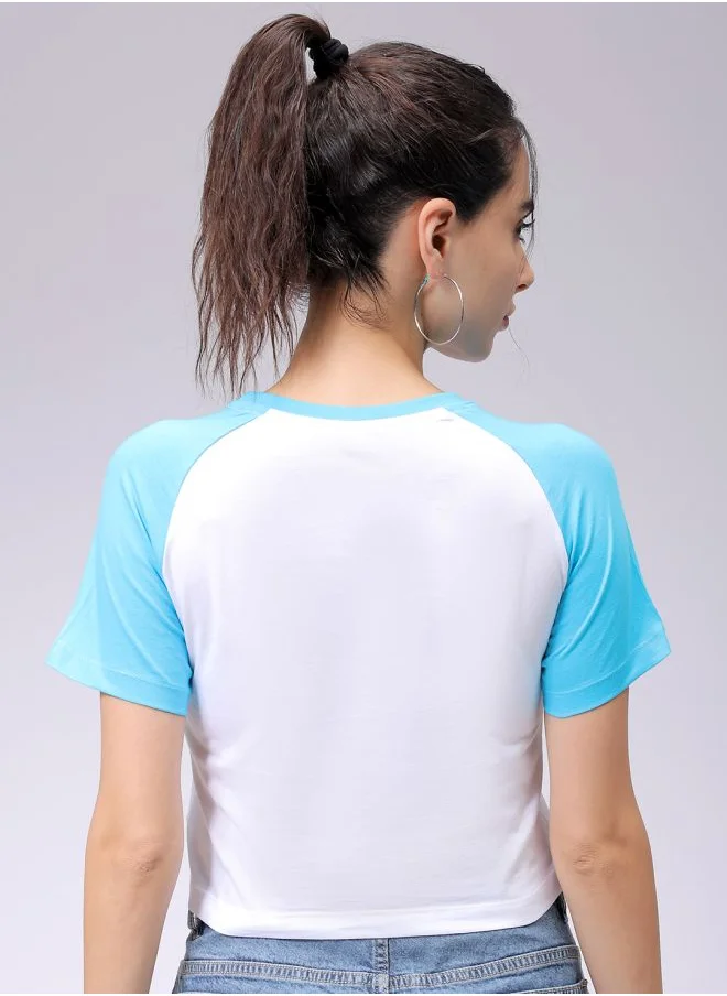 Freehand Women Slim Fit Typographic Baseball T-Shirt