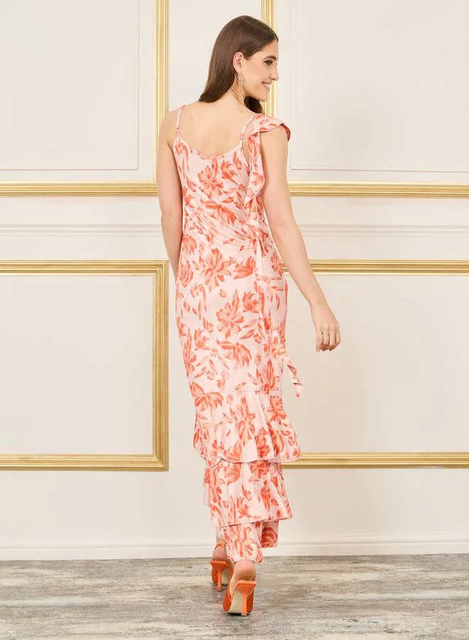 ستايلي Floral Ruffle Hem Dress