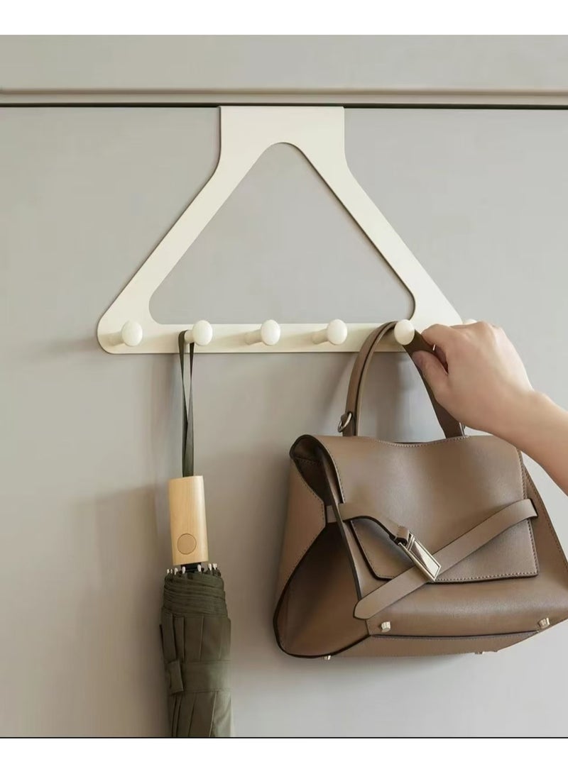 Triangle hanging hanger behind the door, carbon steel+ABS plastic, non perforated bathroom hook, bedroom storage, hanger hook, wall hanger hook - Image 1