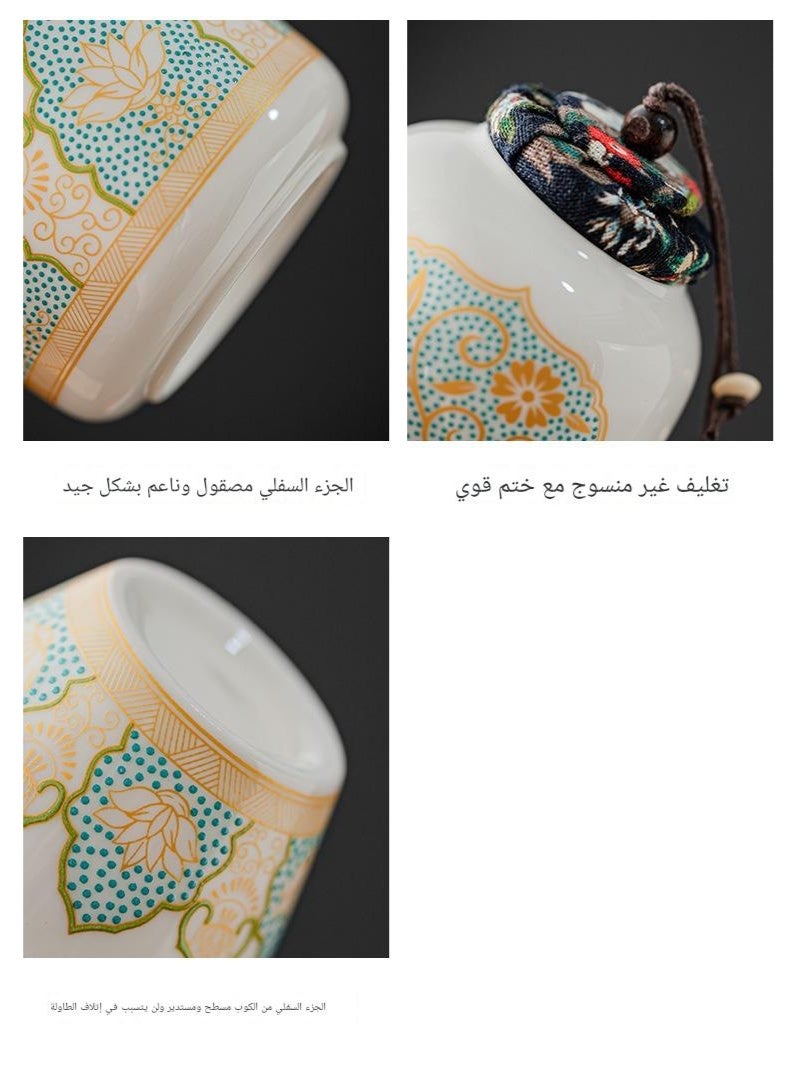 NIBEMINENT Teacup Set,3 Ceramic Teacups with Storage Bag, Gold Woodgrain Teacup Set, 3 Teacups 1 Tea Canister 1 Teapot, Perfect for Home, Office and Restaurant Use - Image 3