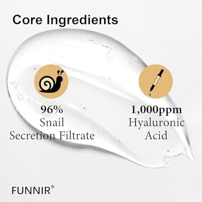 FUNNIR Snail Mucin 96% Essence 100ml, Hydrating Serum for Face with Snail Secretion Filtrate for Dull Skin, Skin care products for All Skin Types - Image 3