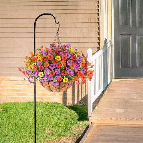 ZFProcess Artificial Faux Hanging Plants Flowers Basket for Spring Summer Outdoor Decoration, Fake Silk Daisy in Planter Realistic UV Resistant Look Real for Porch Home Patio Balcony Yard(Multicolor) - Image 4