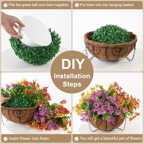 ZFProcess Artificial Faux Hanging Plants Flowers Basket for Spring Summer Outdoor Decoration, Fake Silk Daisy in Planter Realistic UV Resistant Look Real for Porch Home Patio Balcony Yard(Multicolor) - Image 3