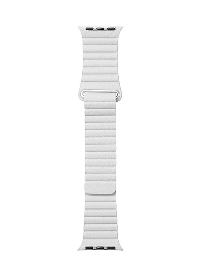 NIBEMINENT Magnetic Leather Band For Apple Watch 38/40/41mm White - Image 1