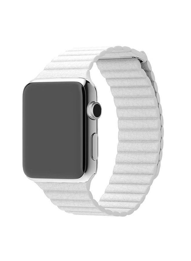NIBEMINENT Magnetic Leather Band For Apple Watch 38/40/41mm White - Image 3