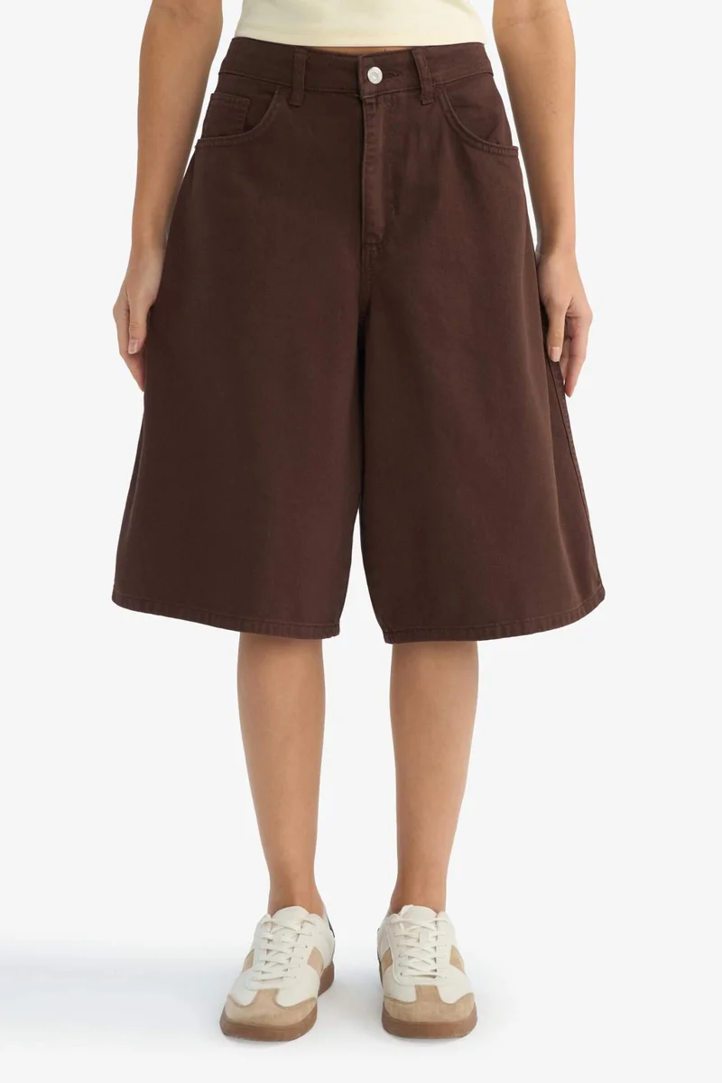 ديفاكتو Normal Waist Short Leg Gabardine Bermuda Shorts