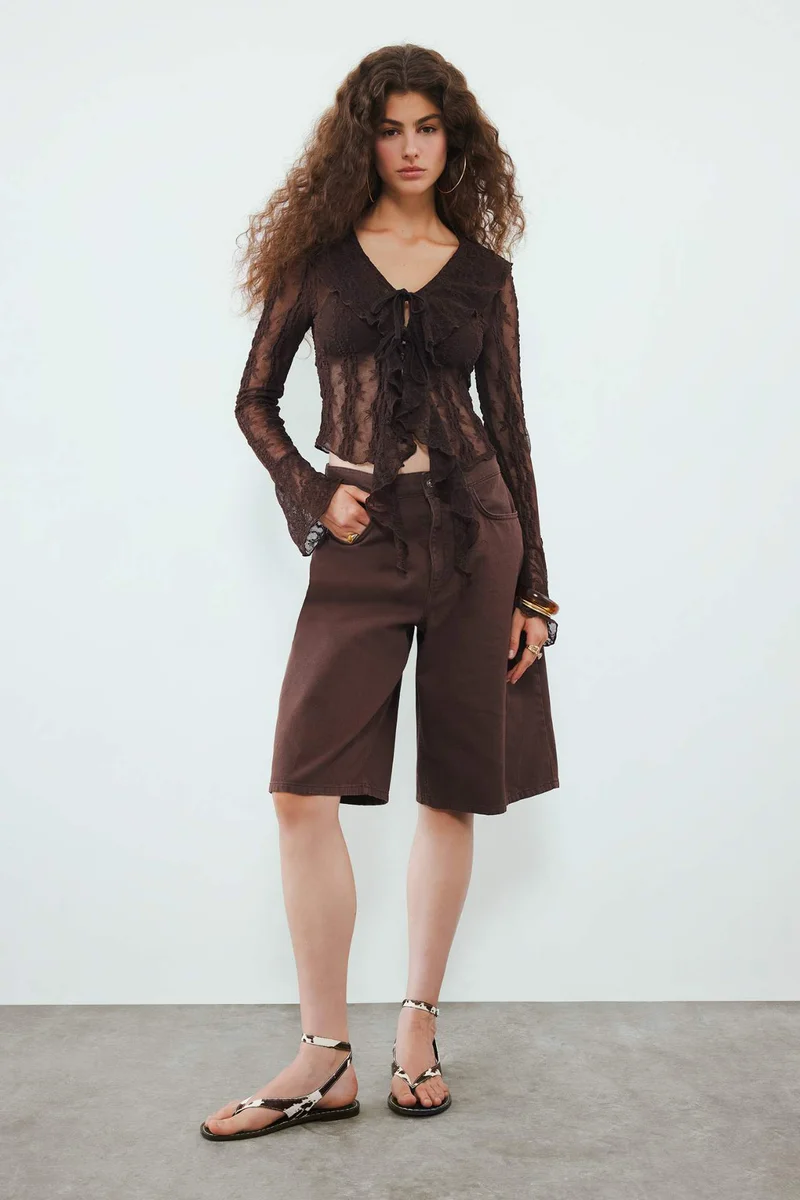 ديفاكتو Normal Waist Short Leg Gabardine Bermuda Shorts