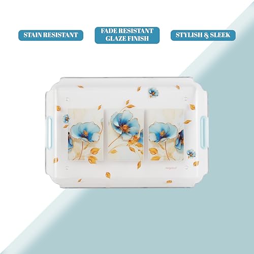 Nayasa Modern Plastic Serving Tray Set of 3, Small, Medium & Large | Durable Multipurpose Kitchen Tray for Tea, Coffee, Snacks, Fruits & Desserts | Transparent Blue - Image 4
