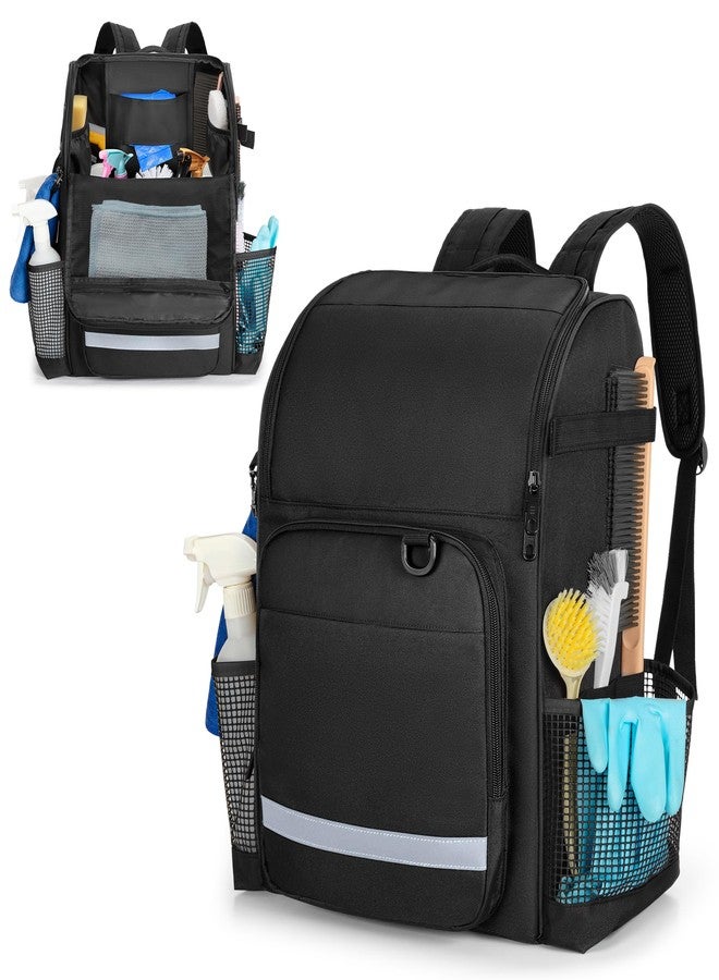 LoDrid Cleaning Bag with Thickened Adjustable Shoulder Straps, Large Cleaning Caddy Organizer with Multiple Pockets for Cleaning and Housework, Black (Patent Designed) - Image 1