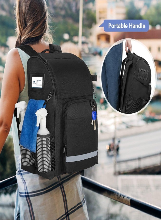 LoDrid Cleaning Bag with Thickened Adjustable Shoulder Straps, Large Cleaning Caddy Organizer with Multiple Pockets for Cleaning and Housework, Black (Patent Designed) - Image 5