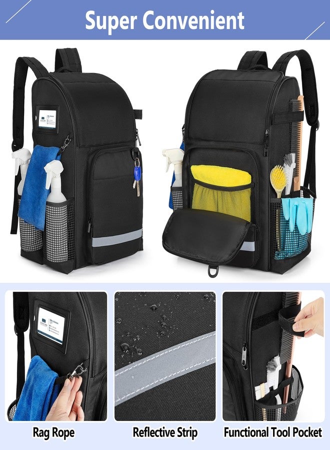 LoDrid Cleaning Bag with Thickened Adjustable Shoulder Straps, Large Cleaning Caddy Organizer with Multiple Pockets for Cleaning and Housework, Black (Patent Designed) - Image 2