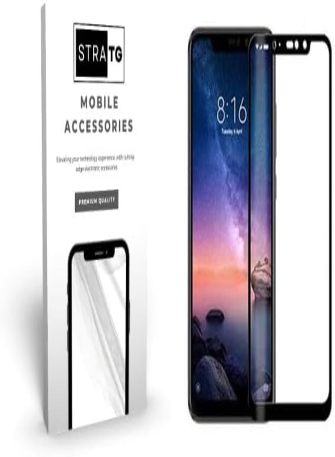 StraTG Xiaomi Redmi Note 6 Pro Glass Screen Protector - Crystal Clear Protection for Your Smartphone Display - Black Frame