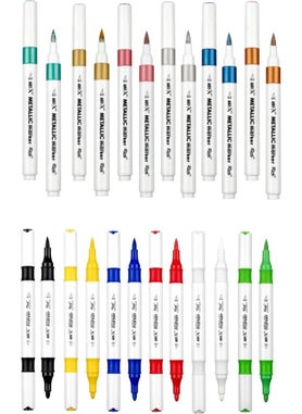 Glance Art-X Acrylic Metallic Marker 6 Metallic 6 Vibrant Colors 12 Piece Set Pen Holder Gift  - Image 2
