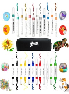 Glance Art-X Acrylic Metallic Marker 6 Metallic 6 Vibrant Colors 12 Piece Set Pen Holder Gift  - Image 1