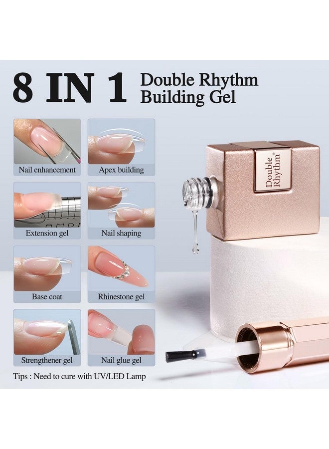 دابل ريذم طلاء أظافر جل شفاف من Double Rhythm، 15 مل، مقوي للأظافر، مُجمّع في زجاجة، وصلات أظافر، جل صلب قابل للغسل، جل طويل الأمد مقاوم للأشعة فوق البنفسجية (شفاف، 8 في 1-1) - Image 2