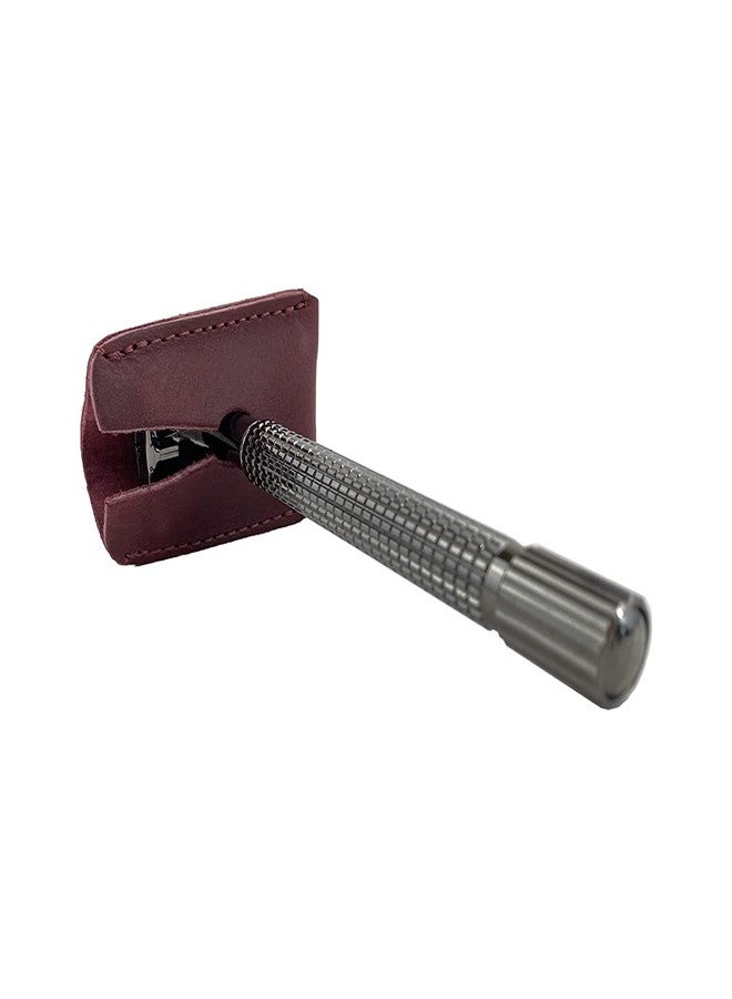 Hide & Drink, Leather Double Edge Safety Razor Head Protective Sheath, Shaving Travel Cover Handmade (Sangria) - Image 4