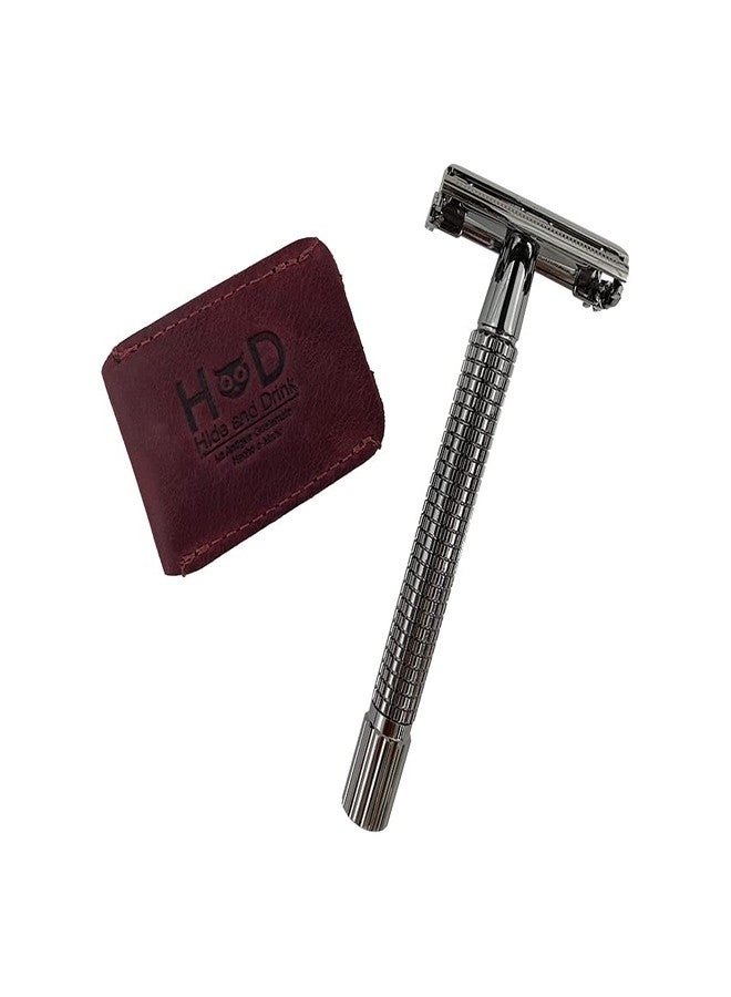 Hide & Drink, Leather Double Edge Safety Razor Head Protective Sheath, Shaving Travel Cover Handmade (Sangria) - Image 5