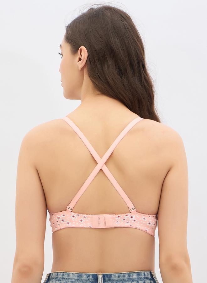 Clovia Pack of 2 - Floral Print Padded Non-Wired Full Coverage Multiway T-Shirt Bra - Image 5