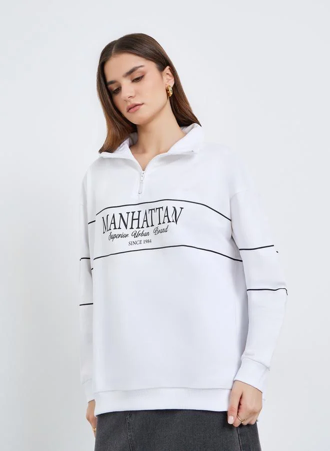 Styli White Women White Graphic Print Sweatshirt for Women | Best Price UAE