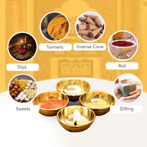 STREET MART Solid Pure Brass Food Safe Lead Free Handmade Multipurpose Diya & Small Decorative Bowl Round Puja Spice Chutney Katori Elegant Home Decoration Festivals & Rituals 40 ML Pack of 1 pcs. - Image 5