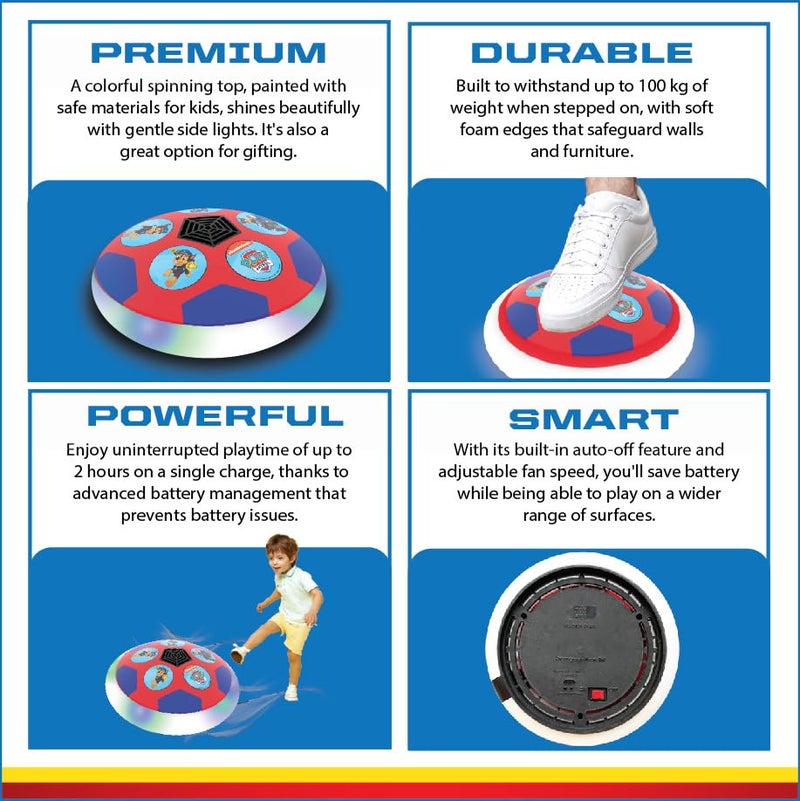 ToyMagic Paw Patrol Chase USB Rechargable Hover Football|Indoor Floating Led Light Soccer Ball|Air Football Disc with Soft Foam Bumpers|Glide On All Floor Types|Birthday Gift for Kids 3+|Multi - Image 3